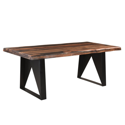 Loon Peak Larae Solid Wood Top Metal Base Dining Table Wayfair